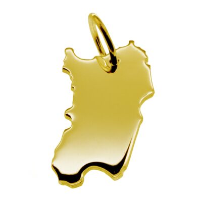 Pendentif en forme de carte de la Sardaigne en or jaune 333 massif