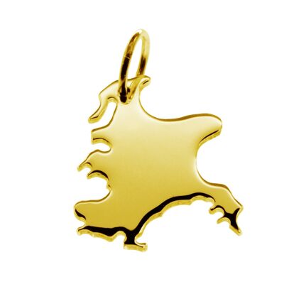 Pendant in the shape of the map of Rügen in solid 333 yellow gold