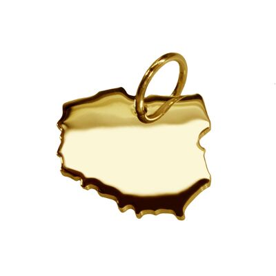 Pendant in the shape of the map of Poland in solid 333 yellow gold