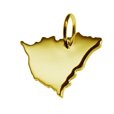 Pendant in the shape of the map of Nicaragua in solid 333 yellow gold