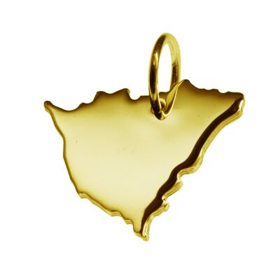 Pendant in the shape of the map of Nicaragua in solid 333 yellow gold