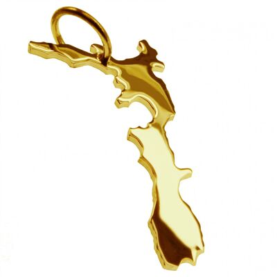 Pendant in the shape of the map of New Zealand in solid 333 yellow gold
