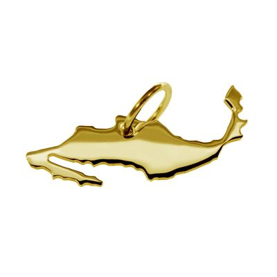 Pendant in the shape of the map of Mexico in solid 333 yellow gold