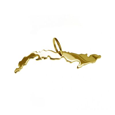 Pendant in the shape of the map of Cuba in solid 333 yellow gold