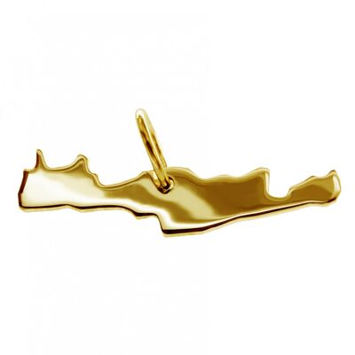 Pendant in the shape of the map of Crete in solid 333 yellow gold