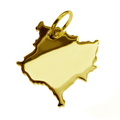 Pendant in the shape of the map of Kosovo in solid 333 yellow gold