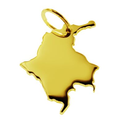 Ciondolo a forma di mappa della Colombia in oro giallo massiccio 333
