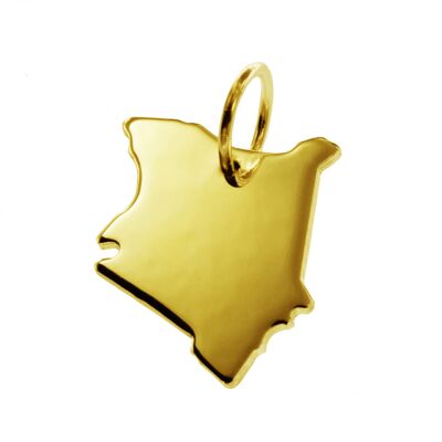 Pendentif en forme de carte du Kenya en or jaune 333 massif