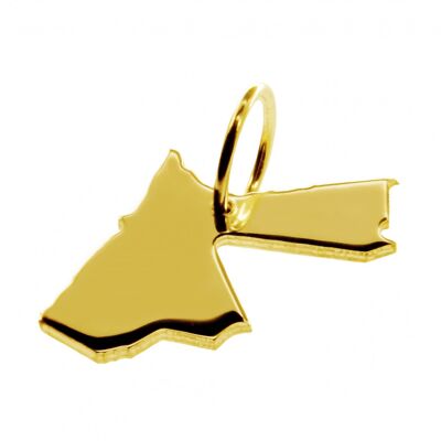 Pendant in the shape of the map of Jordan in solid 333 yellow gold