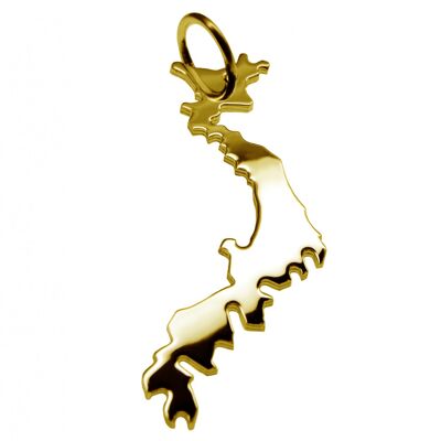 Pendant in the shape of the map of Japan in solid 333 yellow gold