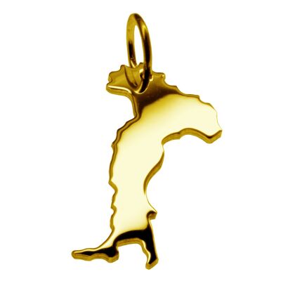Pendant in the shape of the map of Italy in solid 333 yellow gold