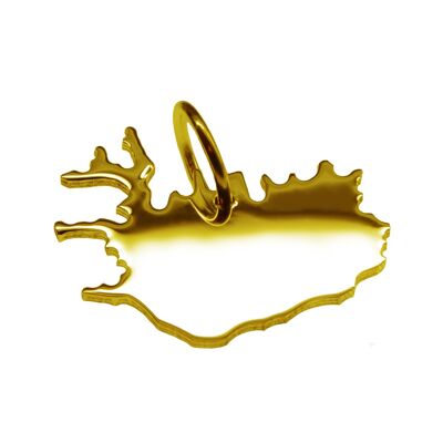 Pendant in the shape of the map of Iceland in solid 333 yellow gold