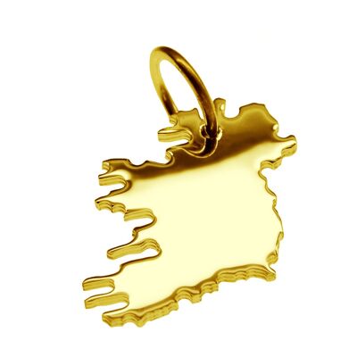 Pendentif en forme de carte d'Irlande entièrement en or jaune 333 massif