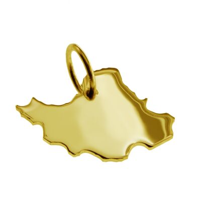 Pendant in the shape of the map of Iran in solid 333 yellow gold