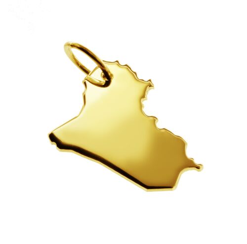 Kettenanhänger in der Form von der Landkarte Irak in massiv 333 Gelbgold