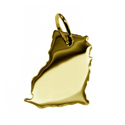 Pendant in the shape of the map of Ghana in solid 333 yellow gold