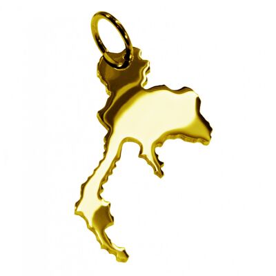 Pendant in the shape of the map of Thailand in solid 333 yellow gold