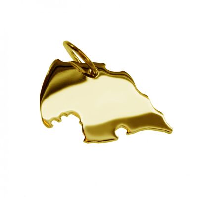 Pendant in the shape of the map of Fehmarn in solid 333 yellow gold