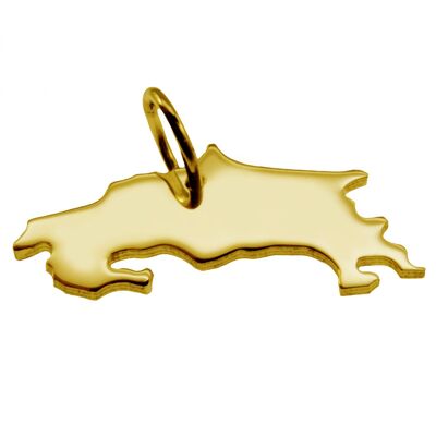 Pendant in the shape of the map of Costa Rica in solid 333 yellow gold