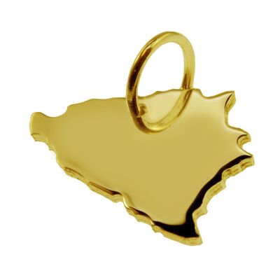Pendant in the shape of the map of Bosnia in solid 333 yellow gold