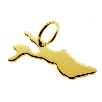 Pendant in the shape of the map of Lake Constance in solid 333 yellow gold