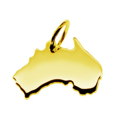 Ciondolo a forma di mappa dell'Australia in oro giallo massiccio 333