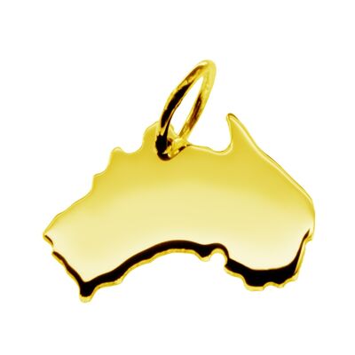 Pendant in the shape of the map of Australia in solid 333 yellow gold