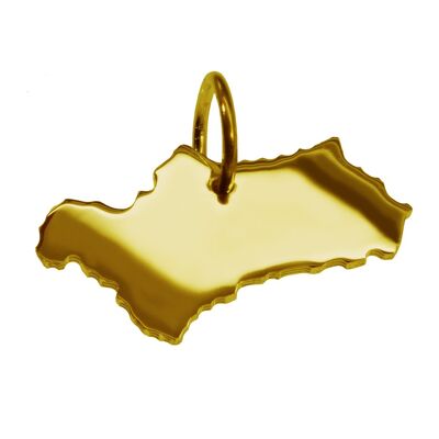 Pendant in the shape of the map of Andalusia in solid 333 yellow gold