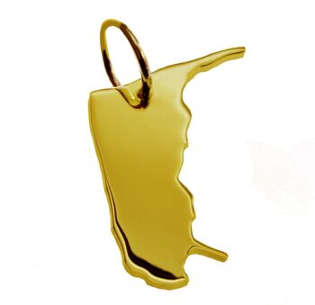 Pendentif en forme de carte d'Amrum en or jaune 333 massif