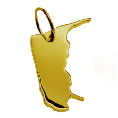 Pendant in the shape of the Amrum map in solid 333 yellow gold