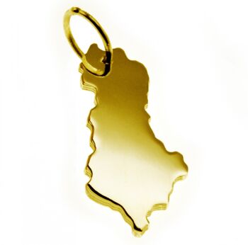 Pendentif en forme de carte de l'Albanie en or jaune 333 massif