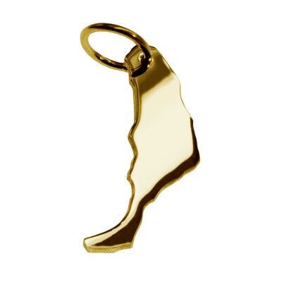 Pendant in the shape of the map of Fuerteventura in solid 333 yellow gold