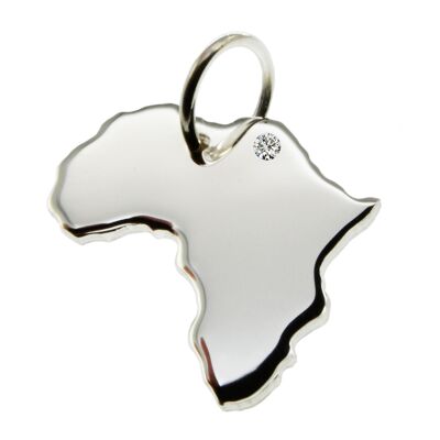 Africa pendant with a diamond 0.015ct at your desired location in solid 925 silver