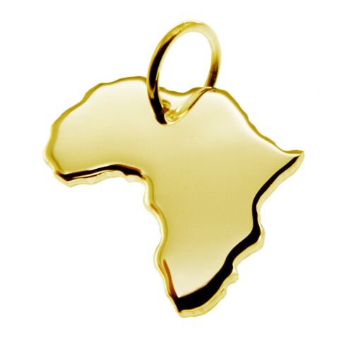 Kettenanhänger in der Form von der Landkarte Afrika in massiv 585 Gelbgold