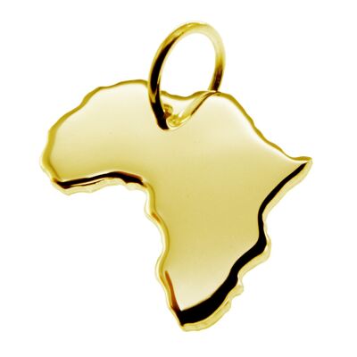 Pendentif en forme de carte d'Afrique en or jaune massif 585