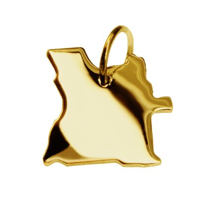 Pendant in the shape of the map of Angola in solid 585 yellow gold