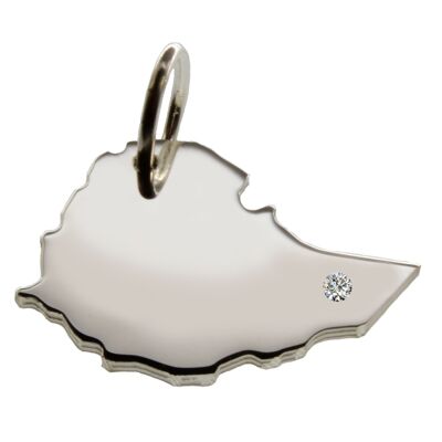 Ethiopia pendant with a diamond 0.015ct at your desired location in solid 925 silver