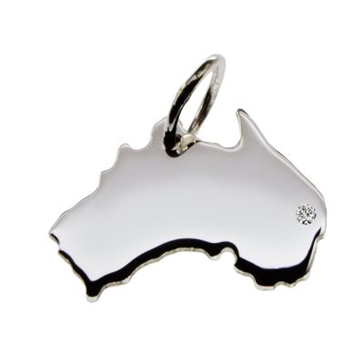 Australia pendant with a diamond 0.015ct at your desired location in solid 925 silver