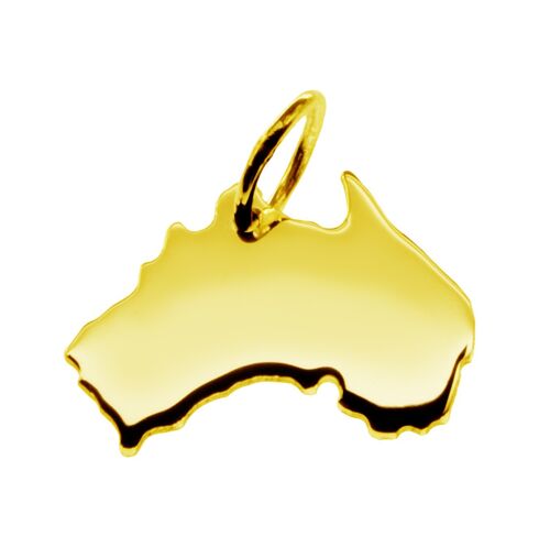 Kettenanhänger in der Form von der Landkarte Australien in massiv 585 Gelbgold