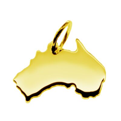 Pendant in the shape of the map of Australia in solid 585 yellow gold