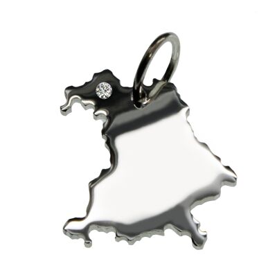 Pendentif Bavaria avec un diamant de 0,015 ct à l'emplacement de votre choix en argent massif 925