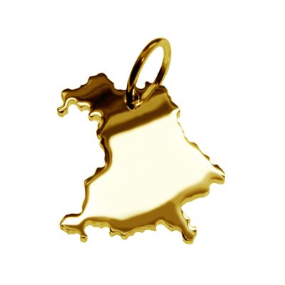 Pendant in the shape of the map of Bavaria in solid 585 yellow gold