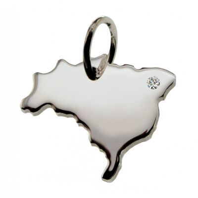 Pendentif Brésil avec un diamant de 0,015 ct à l'emplacement de votre choix en argent massif 925