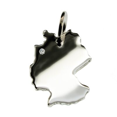 Pendentif Allemagne avec un diamant de 0,015 ct à l'emplacement de votre choix en argent massif 925