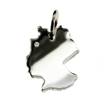 Pendentif Allemagne avec un diamant de 0,015 ct à l'emplacement de votre choix en argent massif 925