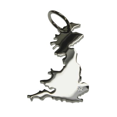 England pendant with a diamond 0.015ct at your desired location in solid 925 silver
