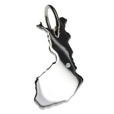 Finland pendant with a diamond 0.015ct at your desired location in solid 925 silver