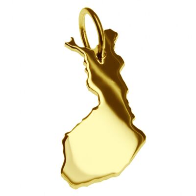 Pendentif en forme de carte de Finlande en or jaune massif 585