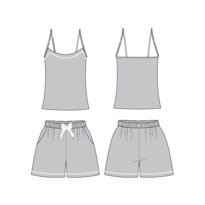 Bamboo Cami Short Pyjama Set in Grey Marl