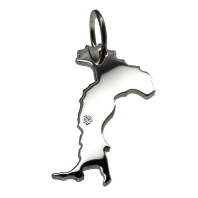 Pendentif Italie avec un diamant de 0,015 ct à l'emplacement de votre choix en argent massif 925